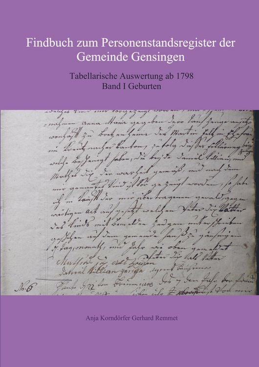 Produktbild: Findbuch zum Personenstandsregister der Gemeinde Gensingen