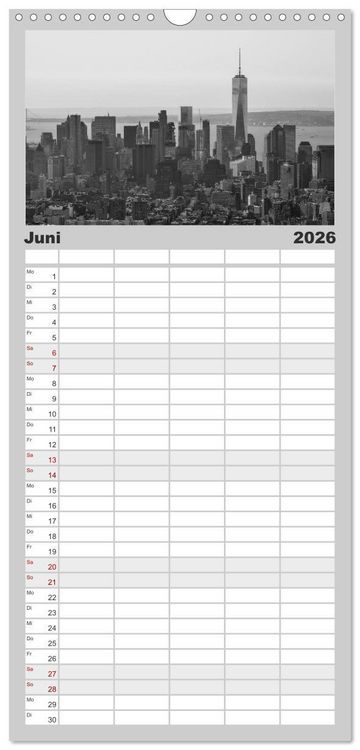Produktbild: Familienplaner 2026 - New York in schwarz weiss mit 5 Spalten (Wandkalender, 21 x 45 cm) CALVENDO