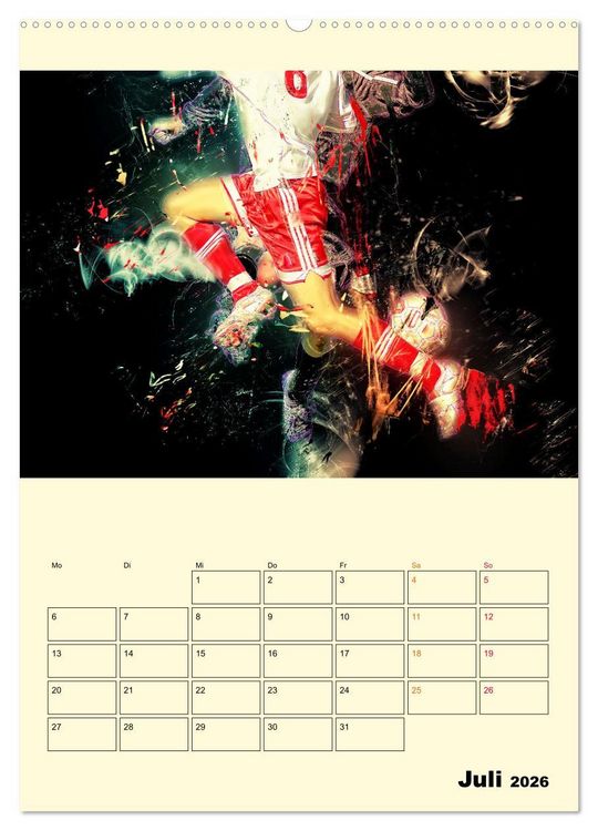 Produktbild: Fu&szlig;ball - Feuer (hochwertiger Premium Wandkalender 2026 DIN A2 hoch), Kunstdruck in Hochglanz
