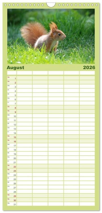 Produktbild: Familienplaner 2026 - Spa&szlig; mit Eichh&ouml;rnchen-Kindern mit 5 Spalten (Wandkalender, 21 x 45 cm) CALVENDO