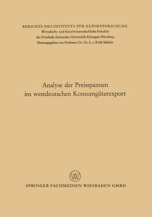 Produktbild: Analyse der Preisspannen im westdeutschen Konsumg&uuml;terexport