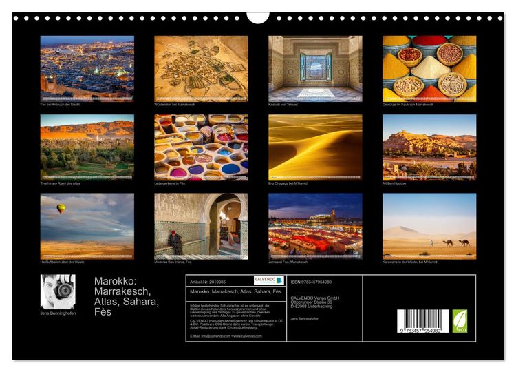 Produktbild: Marokko: Marrakesch, Atlas, Sahara, F&egrave;s (Wandkalender 2026 DIN A3 quer), CALVENDO Monatskalender