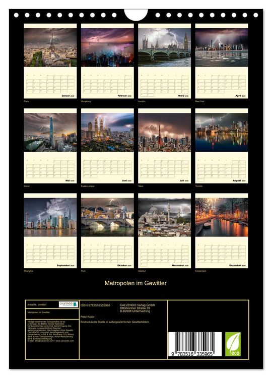 Produktbild: Metropolen im Gewitter (Wandkalender 2026 DIN A4 hoch), CALVENDO Monatskalender