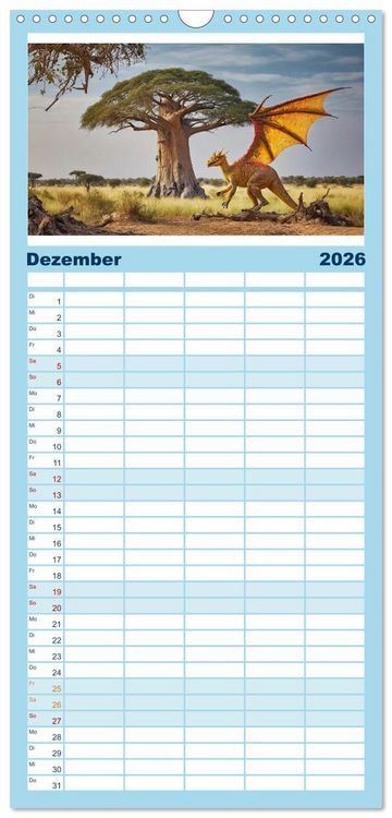 Produktbild: Familienplaner 2026 - Drachen - Herrscher der Welt mit 5 Spalten (Wandkalender, 21 x 45 cm) CALVENDO