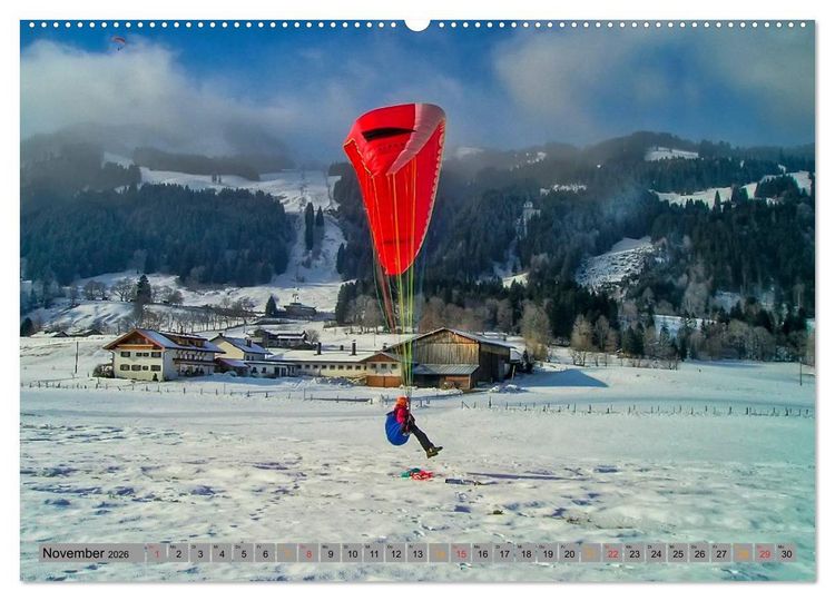 Produktbild: Frei sein - Paragliding (Wandkalender 2026 DIN A2 quer), CALVENDO Monatskalender