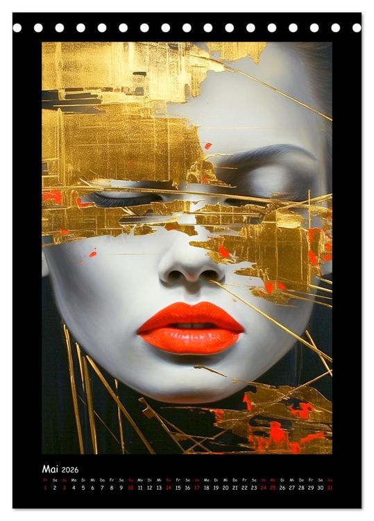 Produktbild: Goldene Portraits. Fusion von Kunst und &Auml;sthetik (Tischkalender 2026 DIN A5 hoch), CALVENDO Monatskalender