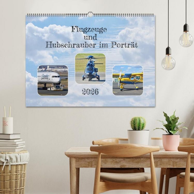 Produktbild: Flugzeuge und Hubschrauber im Portr&auml;t (Wandkalender 2026 DIN A2 quer), CALVENDO Monatskalender
