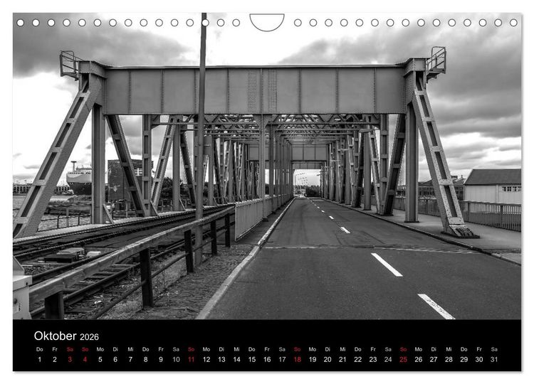 Produktbild: Bremerhaven - Blickpunkte Schwarzwei&szlig; (Wandkalender 2026 DIN A4 quer), CALVENDO Monatskalender