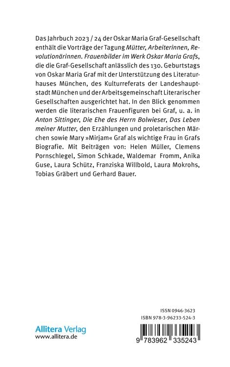 Produktbild: Jahrbuch 2023/2024 der Oskar Maria Graf-Gesellschaft