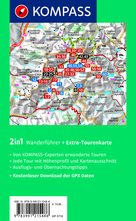 Produktbild: KOMPASS Wanderf&uuml;hrer Fassatal, Rosengarten, 60 Touren