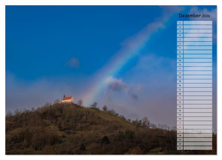Produktbild: Rund um die Wurmlinger Kapelle (Wandkalender 2026 DIN A2 quer), CALVENDO Monatskalender
