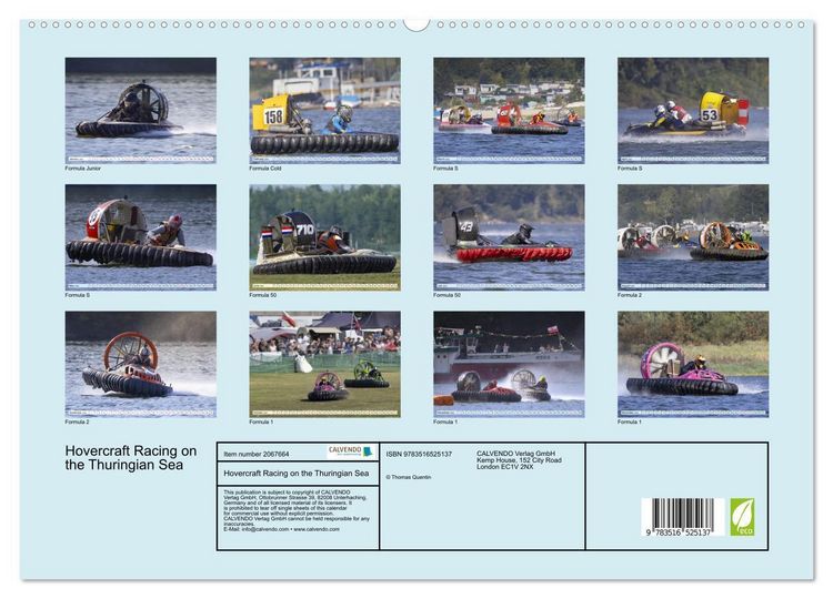 Produktbild: Hovercraft Racing on the Thuringian Sea (High Quality Premium Wall Calendar 2026 DIN A2 landscape),CALVENDO 12 Month Wall Calendar