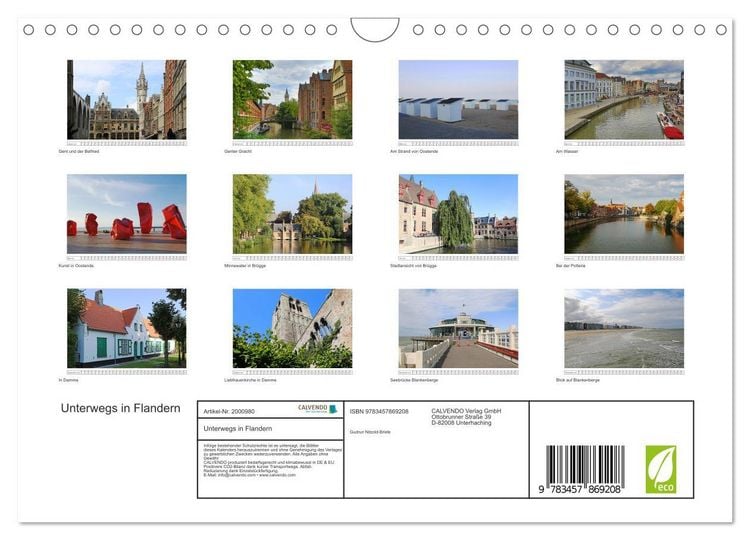 Produktbild: Unterwegs in Flandern (Wandkalender 2026 DIN A4 quer), CALVENDO Monatskalender