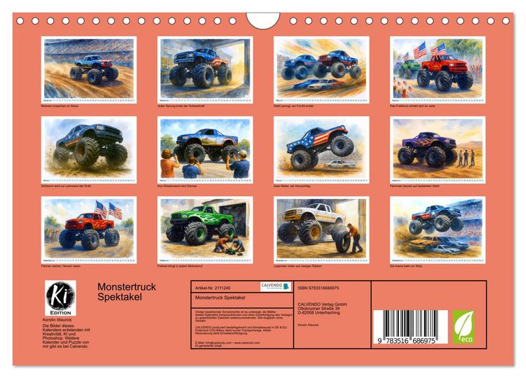 Produktbild: Monstertruck Spektakel (Wandkalender 2026 DIN A4 quer), CALVENDO Monatskalender