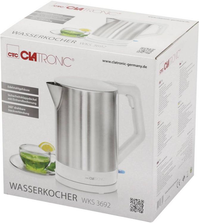 Produktbild: Clatronic WKS 3692 weiss Wasserkocher Edelstahl, Wei&szlig; Fassungsverm&ouml;gen: 1.5l