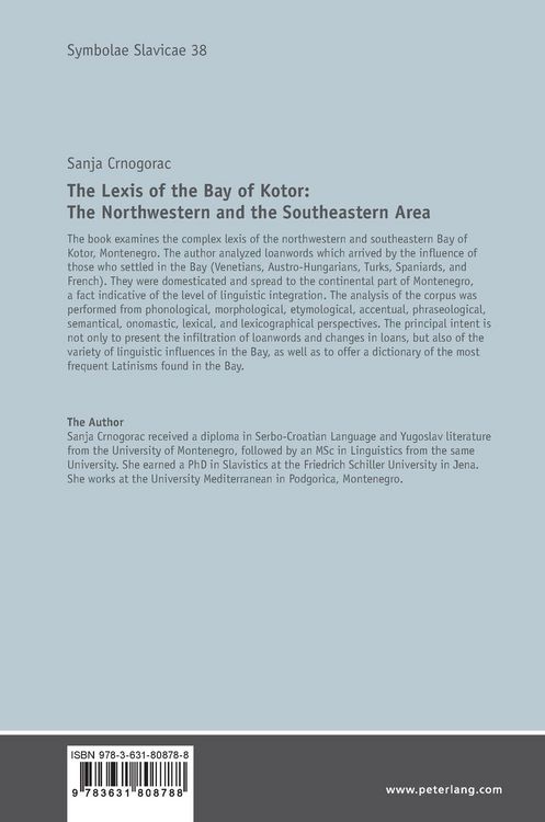 Produktbild: The Lexis of the Bay of Kotor: The Northwestern and Southeastern Area