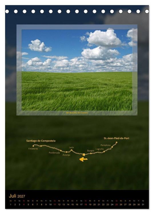 Produktbild: Jakobsweg - Camino Franc&eacute;s (Tischkalender 2027 DIN A5 hoch), CALVENDO Monatskalender