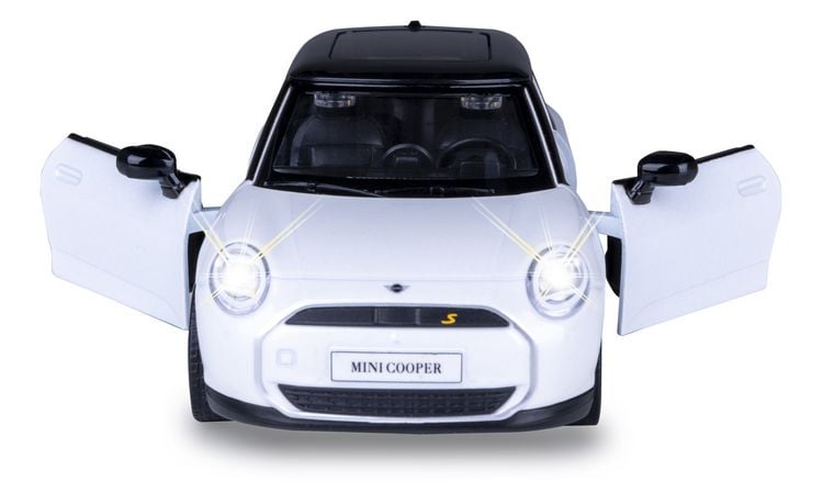 Produktbild: BMW Mini Cooper Diecast 1:28 wei&szlig; inkl. Knopfzellen