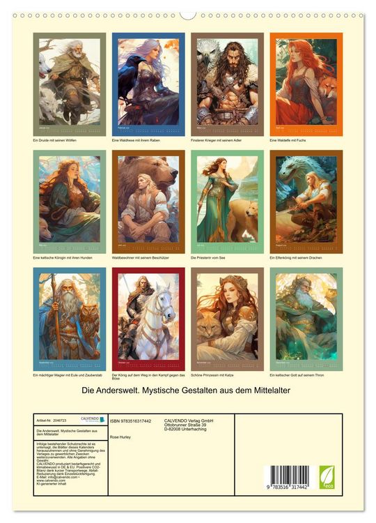 Produktbild: Die Anderswelt. Mystische Gestalten aus dem Mittelalter (hochwertiger Premium Wandkalender 2026 DIN A2 hoch), Kunstdruck in Hochglanz