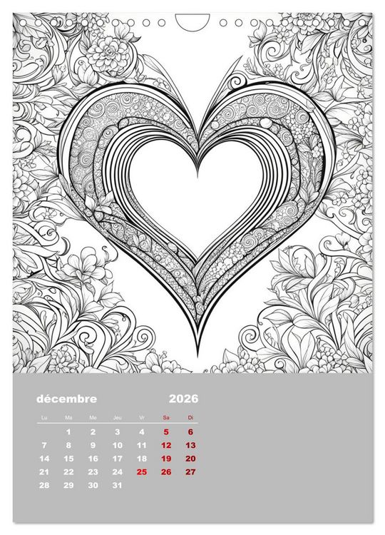 Produktbild: Coloriage (Calendrier mural 2026 DIN A4 horizontal), CALVENDO calendrier mensuel