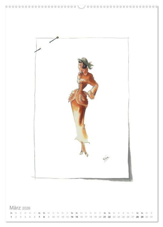 Produktbild: FIGURINEN 2026 - Modedesign von 1949 - Zeichnungen von Elina Ruffinengo (hochwertiger Premium Wandkalender 2026 DIN A2 hoch), Kunstdruck in Hochglanz