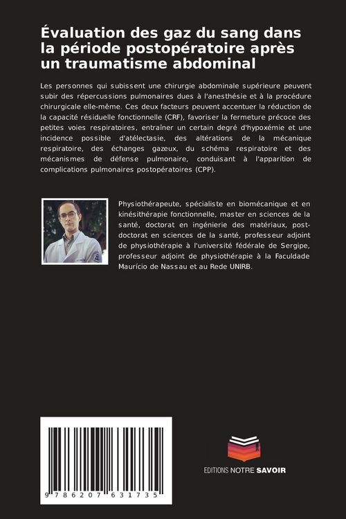 Produktbild: &Eacute;valuation des gaz du sang dans la p&eacute;riode postop&eacute;ratoire apr&egrave;s un traumatisme abdominal