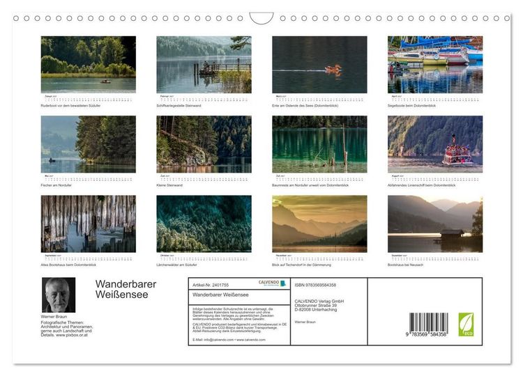 Produktbild: Wanderbarer Wei&szlig;ensee (Wandkalender 2027 DIN A3 quer), CALVENDO Monatskalender