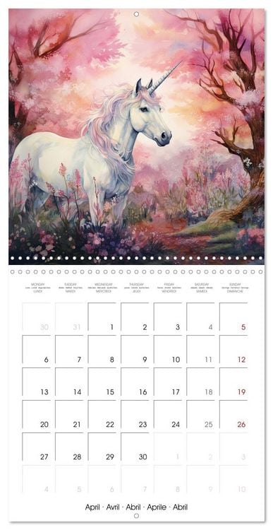 Produktbild: Licornes de conte de f&eacute;es (Calendrier mural carr&eacute; 2026 30x30 cm) Calendrier double avec une page pour vos prises de notes