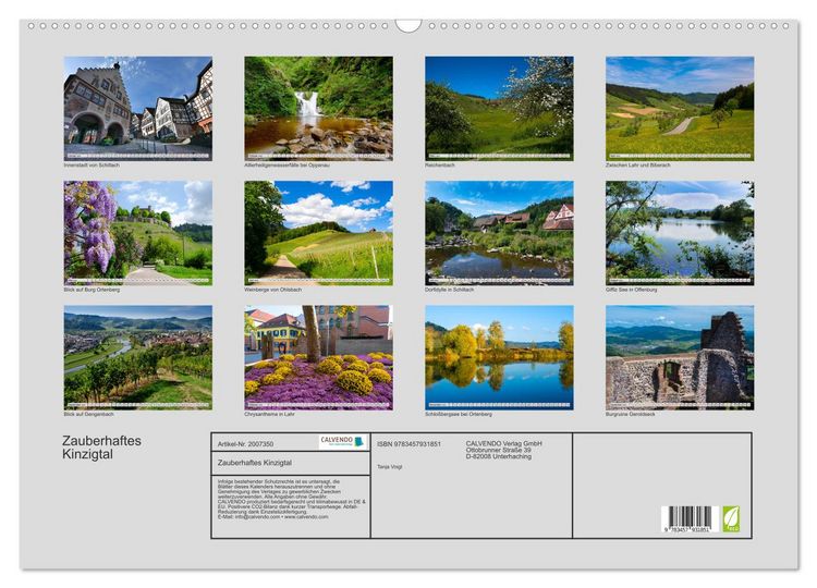 Produktbild: Zauberhaftes Kinzigtal (Wandkalender 2026 DIN A2 quer), CALVENDO Monatskalender
