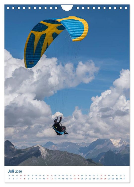 Produktbild: Paragliding - von gr&uuml;nen Wiesen zu schroffen Gletschen (Wandkalender 2026 DIN A4 hoch), CALVENDO Monatskalender