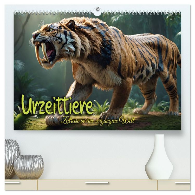 Produktbild: Urzeittiere - Zeitreise in eine vergangene Welt (hochwertiger Premium Wandkalender 2026 DIN A2 quer), Kunstdruck in Hochglanz