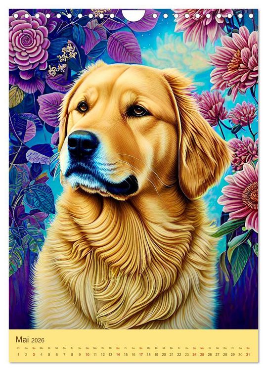 Produktbild: Golden Retriever. Kunstvolle Portr&auml;ts des beliebten Hundes (Wandkalender 2026 DIN A4 hoch), CALVENDO Monatskalender