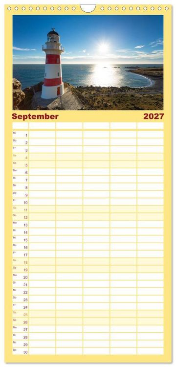 Produktbild: Familienplaner 2027 - Neuseeland - ein Naturparadies mit 5 Spalten (Wandkalender, 21 x 45 cm) CALVENDO