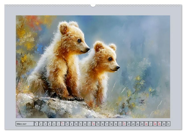 Produktbild: Braunb&auml;ren. Teddy-Familie im Einklang mit der Natur (hochwertiger Premium Wandkalender 2027 DIN A2 quer), Kunstdruck in Hochglanz