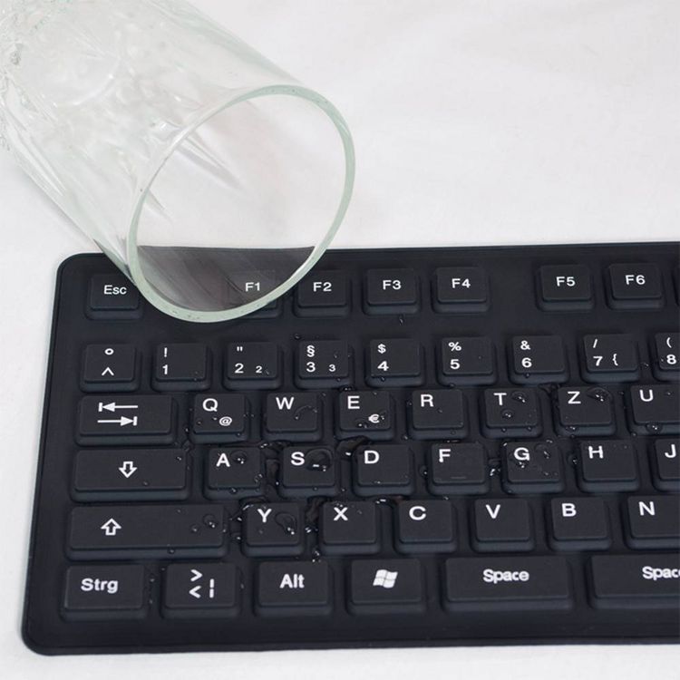 Produktbild: LogiLink ID0019A USB Tastatur Deutsch, QWERTZ Schwarz Faltbar, Spritzwassergesch&uuml;tzt, Staubgesch&uuml;tzt