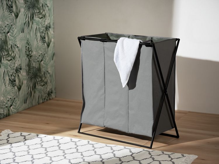 Produktbild: W&auml;schesammler Mod. Trio XL Grau, mit drei F&auml;chern