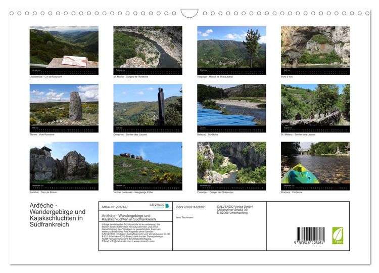 Produktbild: Ard&egrave;che &middot; Wandergebirge und Kajakschluchten in S&uuml;dfrankreich (Wandkalender 2026 DIN A3 quer), CALVENDO Monatskalender