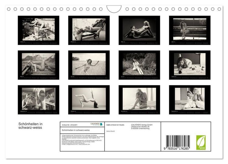 Produktbild: Sch&ouml;nheiten in schwarz-weiss (Wandkalender 2026 DIN A4 quer), CALVENDO Monatskalender