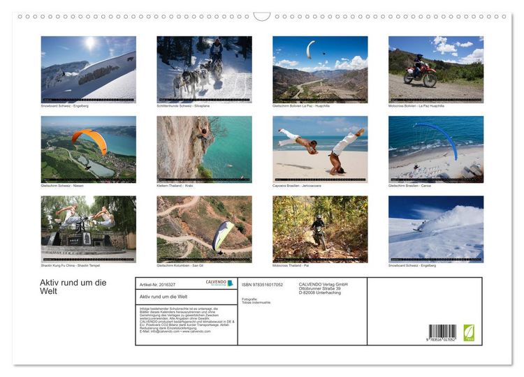 Produktbild: Aktiv rund um die Welt (Wandkalender 2026 DIN A2 quer), CALVENDO Monatskalender