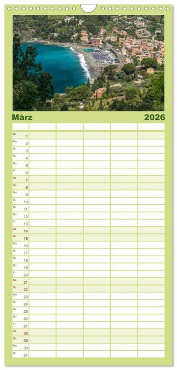 Produktbild: Familienplaner 2026 - Die Italienische Riviera - Ligurien mit 5 Spalten (Wandkalender, 21 x 45 cm) CALVENDO