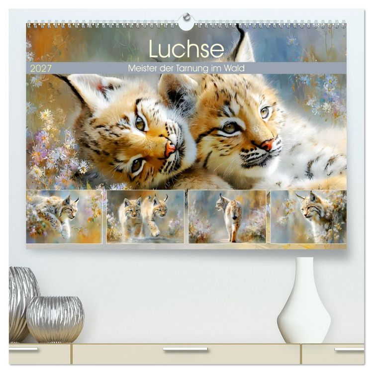 Produktbild: Luchse. Meister der Tarnung im Wald (hochwertiger Premium Wandkalender 2027 DIN A2 quer), Kunstdruck in Hochglanz