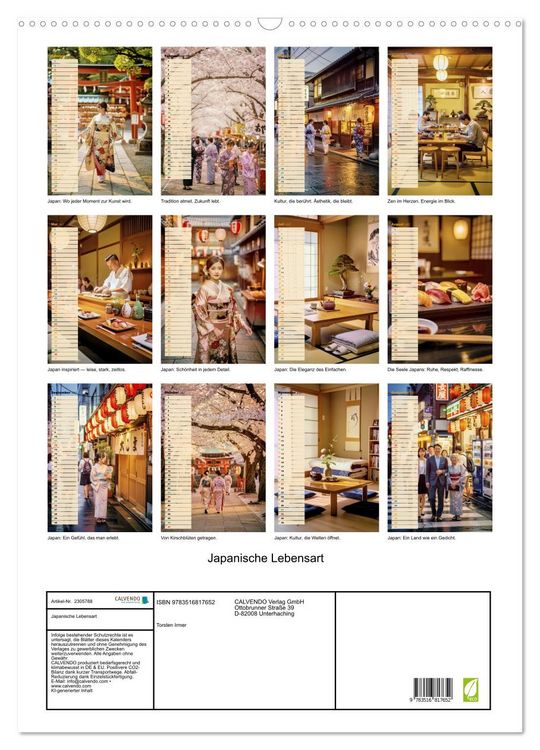 Produktbild: Japanische Lebensart (Wandkalender 2027 DIN A2 hoch), CALVENDO Monatskalender