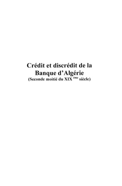 Produktbild: Credit et discredit de la banque d'alger