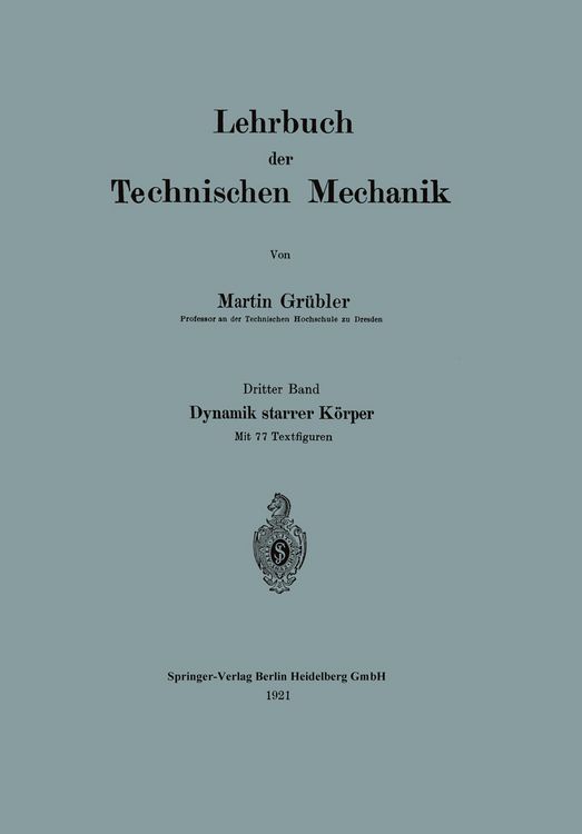 Produktbild: Lehrbuch der Technischen Mechanik