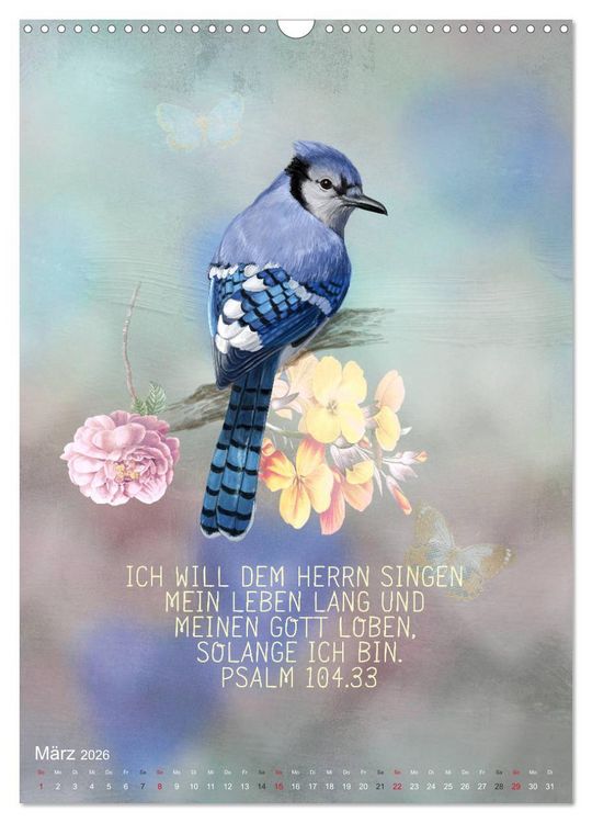 Produktbild: Bibelworte f&uuml;r Vogelfreunde (Wandkalender 2026 DIN A3 hoch), CALVENDO Monatskalender