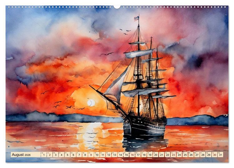 Produktbild: Gro&szlig;segler aus vergangenen Zeiten (hochwertiger Premium Wandkalender 2026 DIN A2 quer), Kunstdruck in Hochglanz