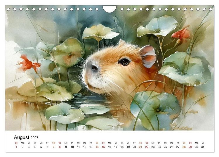 Produktbild: Capybara - die Kunst des gelassenen Daseins (Wandkalender 2027 DIN A4 quer), CALVENDO Monatskalender