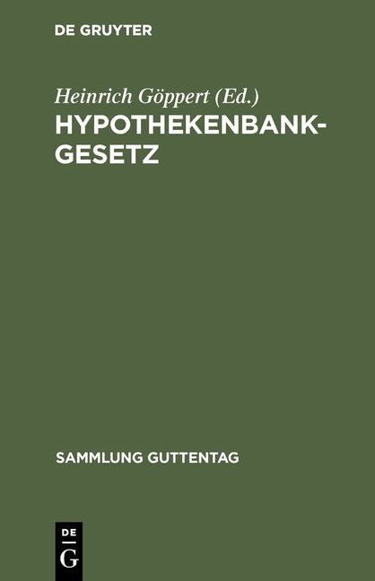 Produktbild: Hypothekenbankgesetz