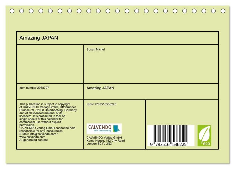 Produktbild: Amazing JAPAN (Desk Calendar 2026 DIN A5 landscape), CALVENDO 12 Month DeskCalendar