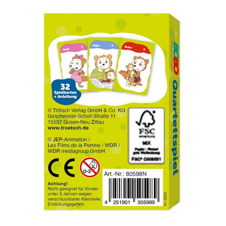 Produktbild: Tr&ouml;tsch Bobo Siebenschl&auml;fer Quartettspiel Quartett Spiel